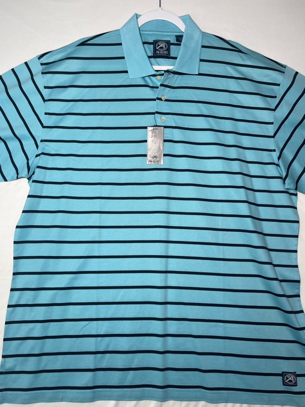 Ahead Authentics Men’s XL Blue Striped Golf Polo Shirt NWT